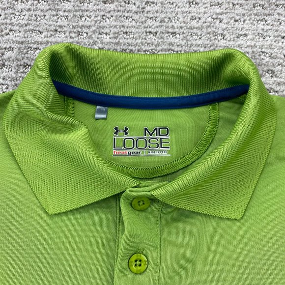 Under ARMOUR Golf Shirt Men Medium M Green Embroidered Logo - STAINS - READ - Picture 6 of 14